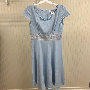 Vintage Powder Blue A-Line Midi Dress